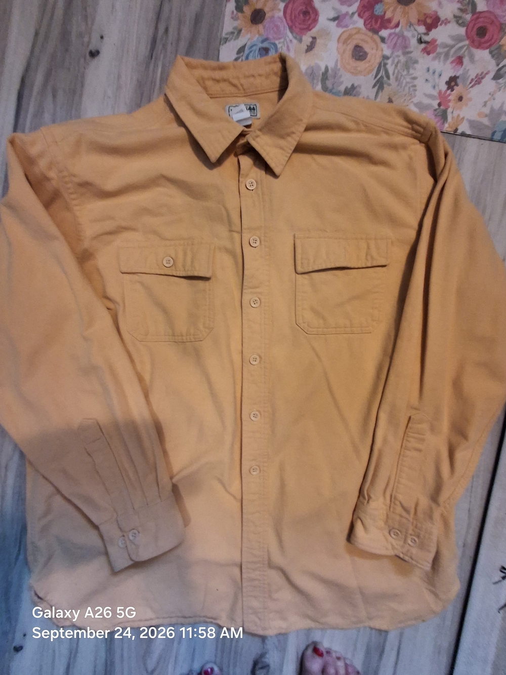 L.L. Bean Men's Long-Sleeve Heavyweight Flannel Shirt in Mustard Yellow